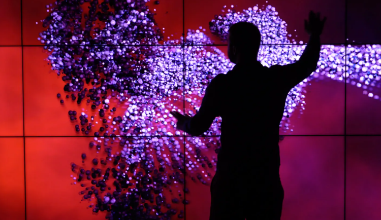 Multimediální instalace Sny o sublimaci od Jeremyho Segala.