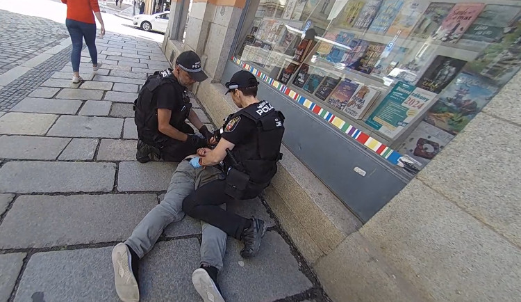 Opilec pomočil schody uvnitř domu, bouchal na dveře bytů a nakonec se porval se strážníky městské policie