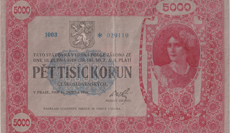 Pětitisícová bankovka byla vydražena za rekordních skoro 26 milionů Kč