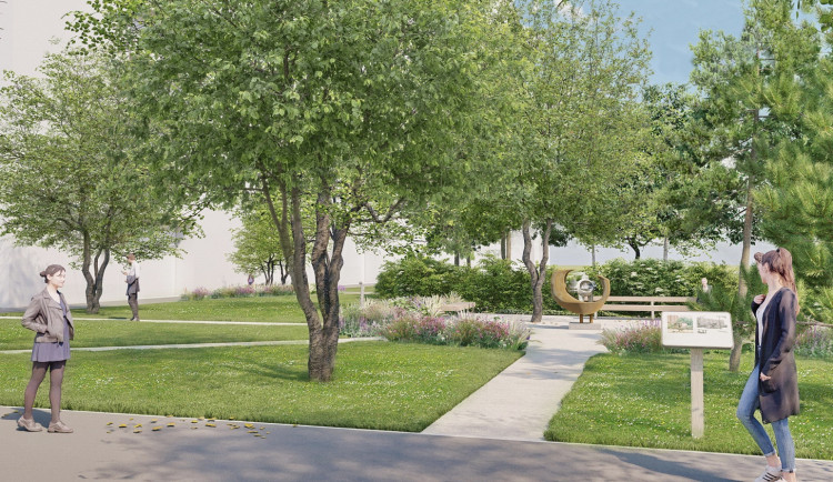 Vizualizace revitalizovaného parku s Prameníkem