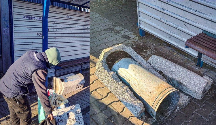 Žena v dobré víře probudila bezdomovce spícího v mrazu na zastávce. Následoval výbuch agrese