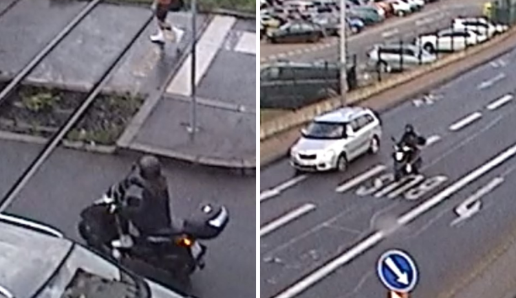 Hledaná žena byla celá v černém a jela na černém skútru