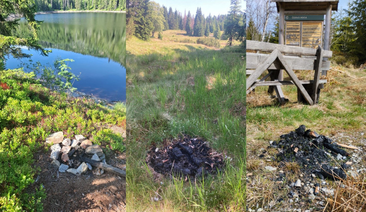 Desítky nelegálně rozdělaných ohnišť ohrožují NP Šumava. Lidé se je ani nesnaží uhasit
