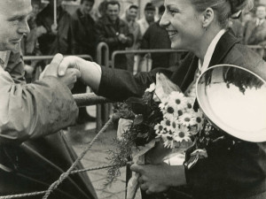 Gymnastka Věra Čáslavská, návrat z mistrovství Evropy v Amsterodamu, 1967