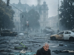 Praha zničená válkou. Paměť národa spustila v ulicích kampaň na podporu Ukrajiny