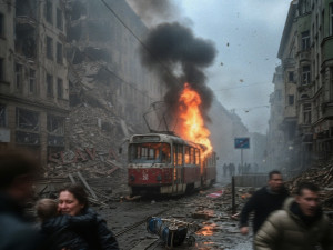 Praha zničená válkou. Paměť národa spustila v ulicích kampaň na podporu Ukrajiny