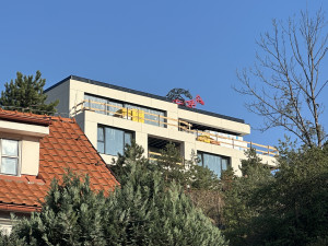 FOTO: Socha Šemíka v říji budí v Podolí vášně. Na střeše domu ale dlouho nezůstane