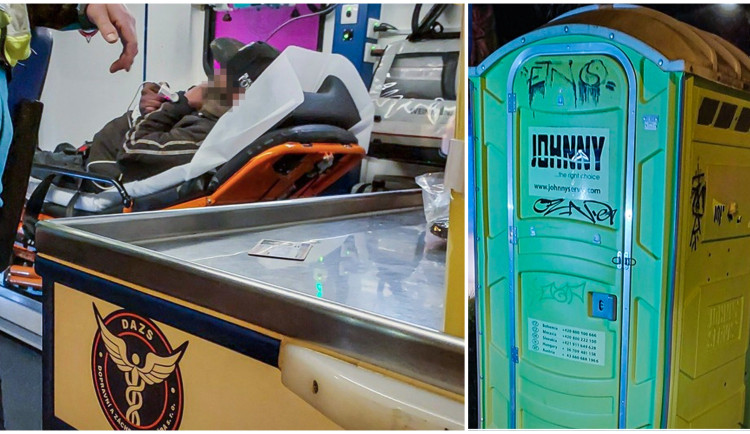 Bizarní záchranou akci spustilo zoufalé volání o pomoc z nitra mobilního WC