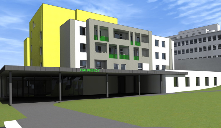 Stavba urgentního příjmu Nemocnice Sokolov je ve druhé polovině