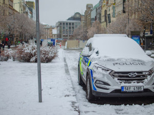 První sníh letošní zimy v Praze