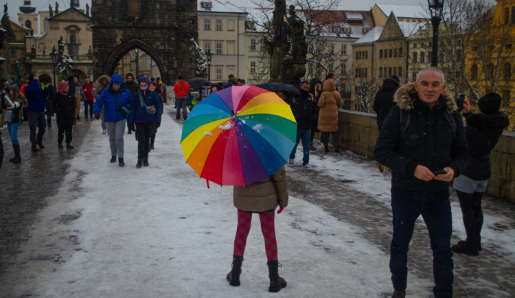 První sníh letošní zimy v Praze