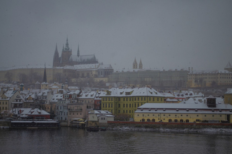 První sníh letošní zimy v Praze