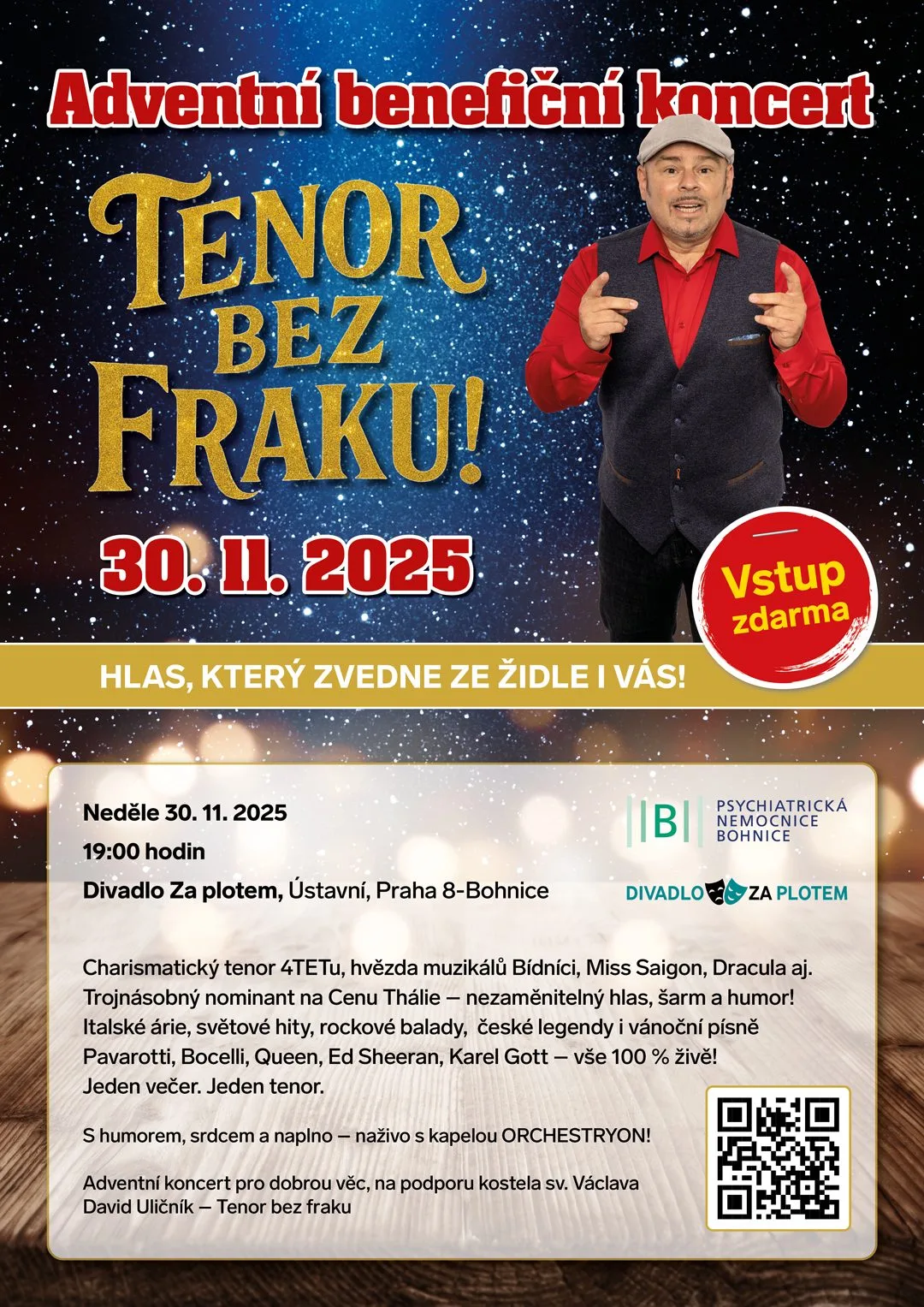 Adventní benefiční koncert – David Uličník: Tenor bez fraku