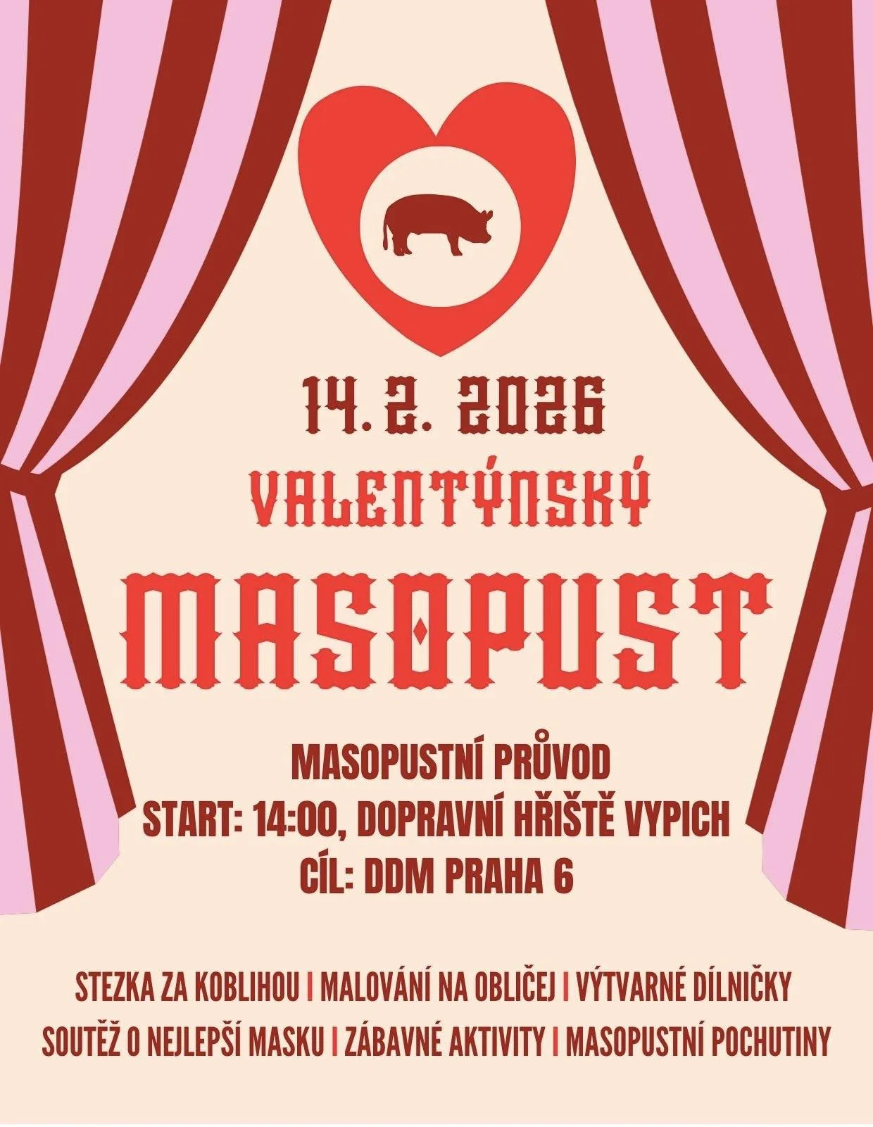 Valentýnský masopust na Praze 6 pro malé i velké