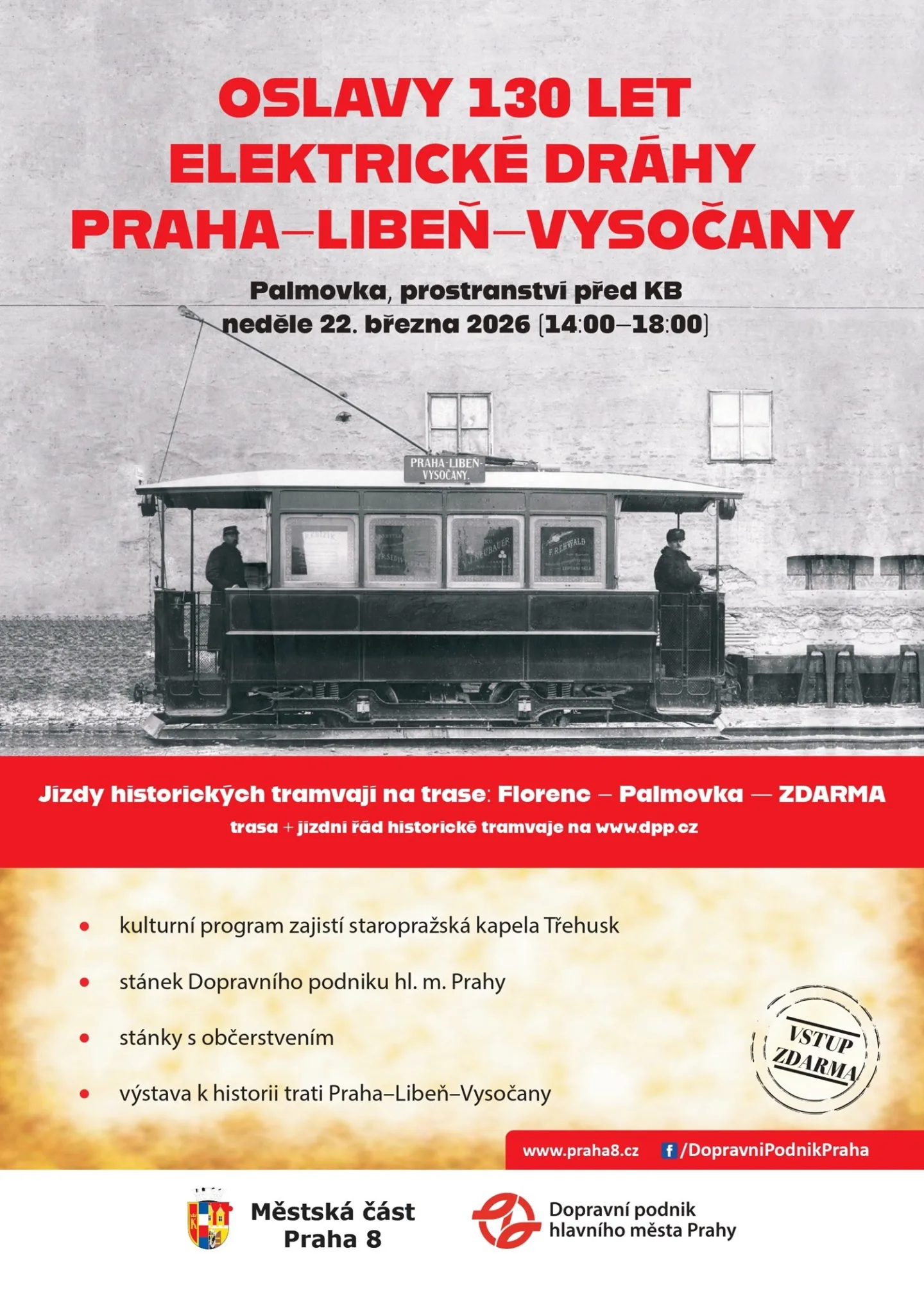Praha 8 zve na oslavy 130 let elektrické dráhy Praha–Libeň–Vysočany