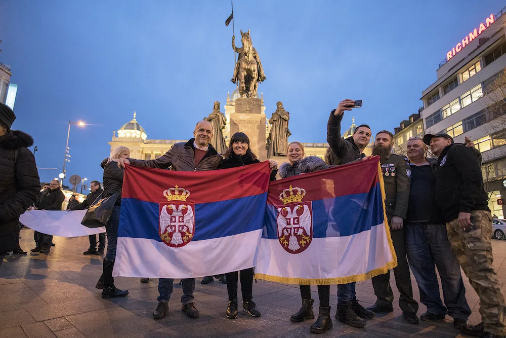 Demonstrace na Václavské náměstí.