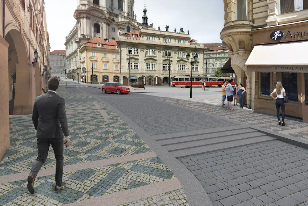 Takhle bude vypadat Malostranské náměstí. Město chce rekonstrukcí zklidnit dopravu.
