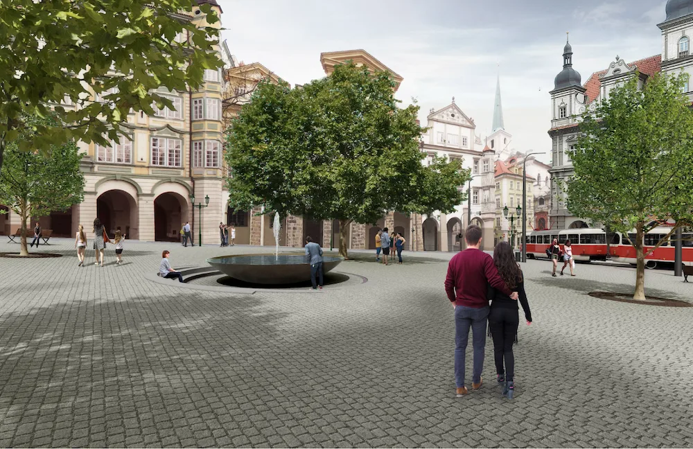 Takhle bude vypadat Malostranské náměstí. Město chce rekonstrukcí zklidnit dopravu.