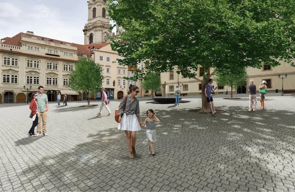 Takhle bude vypadat Malostranské náměstí. Město chce rekonstrukcí zklidnit dopravu.