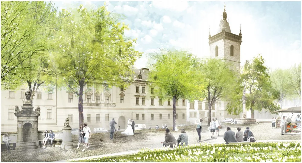 VIZUALIZACE: Karlovo náměstí konečně s přechody a bez zábradlí