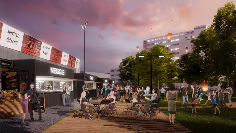 VIZUALIZACE: Projekt, který vdechne dolnímu Žižkovu nový život. Podívejte se na nový stadion Viktorky