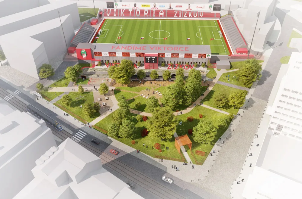 VIZUALIZACE: Projekt, který vdechne dolnímu Žižkovu nový život. Podívejte se na nový stadion Viktorky