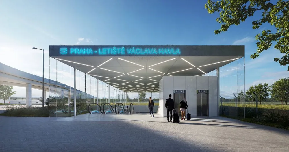 Železniční stanice na pražském Letišti Václava Havla má svou podobu. Podívejte se, jak bude vypadat