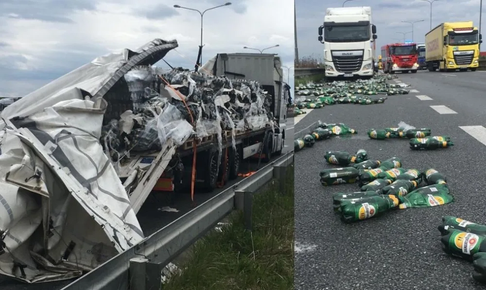 V Praze havaroval kamion. Na dálnici se rozsypaly lahve piva