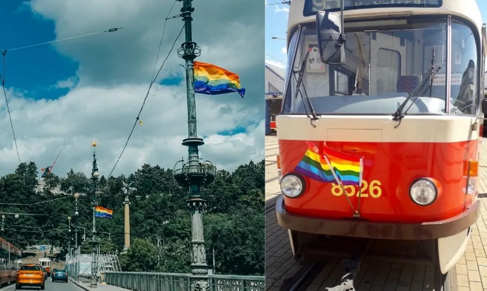 Dnes začíná festival Prague Pride. Duhová vlajka je na radnici, tramvajích i na přechodech