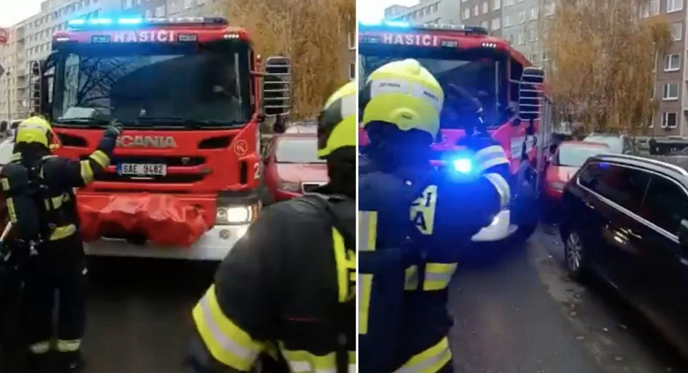 Hasiči se nemohli dostat k hlášenému požáru. Průjezd blokovala parkující auta