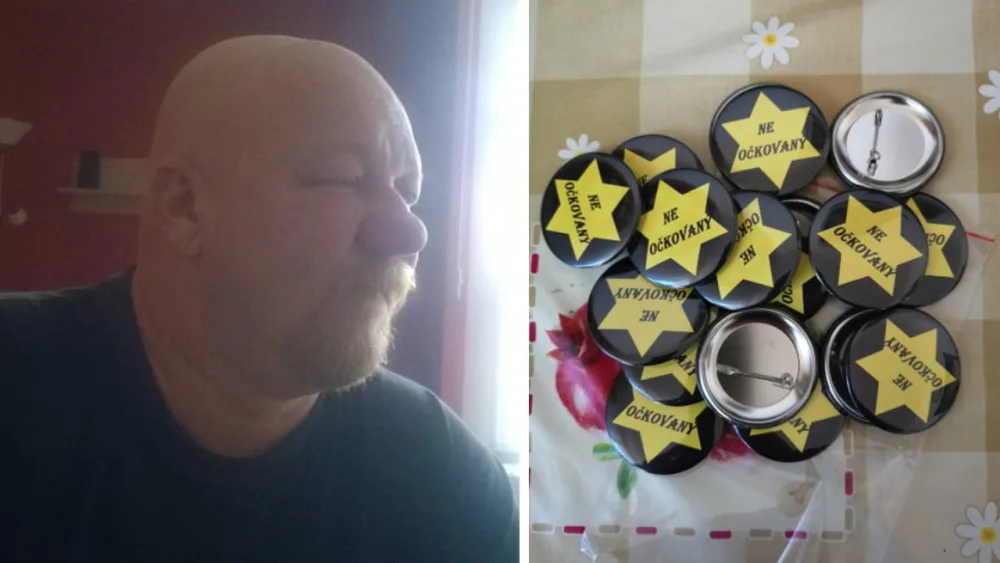 Neočkovaný. Známý antisemita na sebe opět upozornil plackami s židovskou hvězdou.