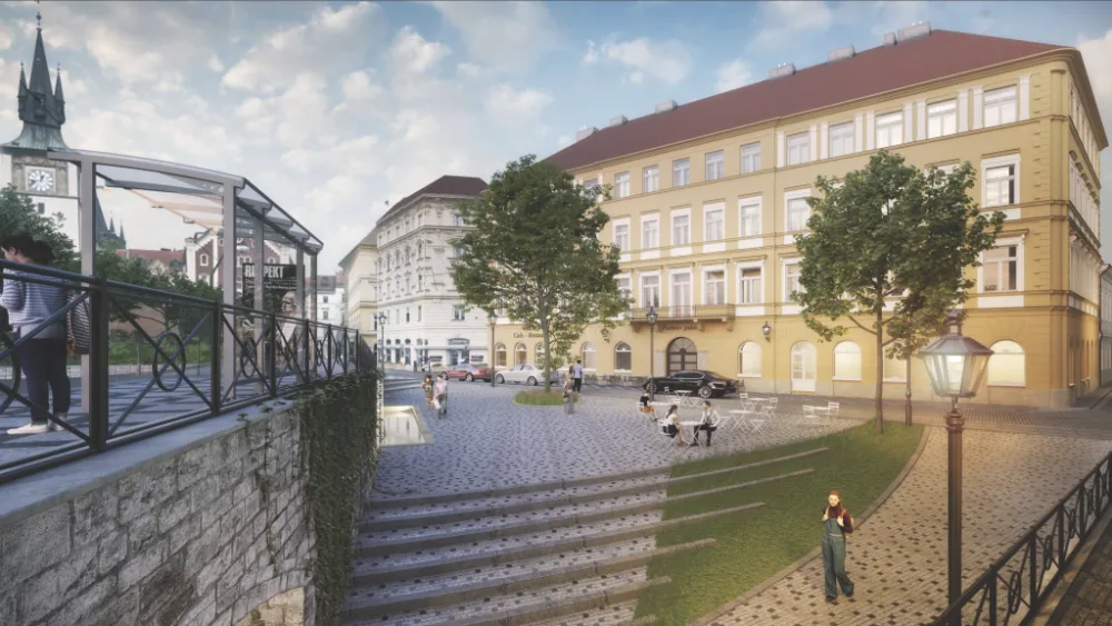 Začne přestavba takzvaného Anenského trojúhelníku. Vznikne náměstí, lávka, schodiště i nová zastávka. Snímek původní vizualizace.