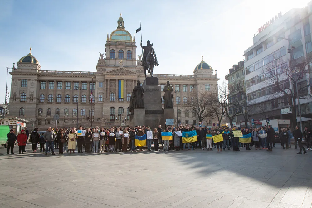 Protestující na Václavském náměstí