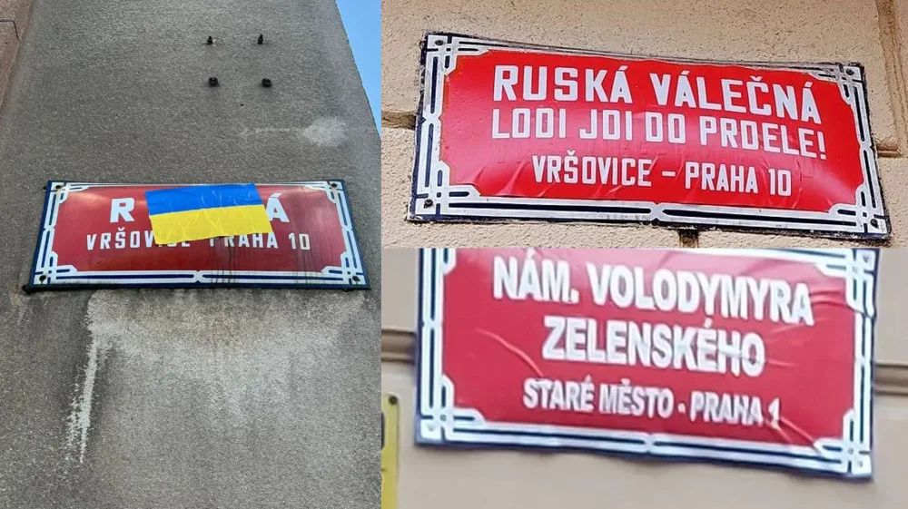 Ruská válečná lodi, jdi do p*dele nebo náměstí Volodymyra Zelenského. Pražané dávají místům nová jména