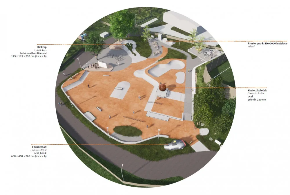 Vizualizace skateparku v Řeporyjích