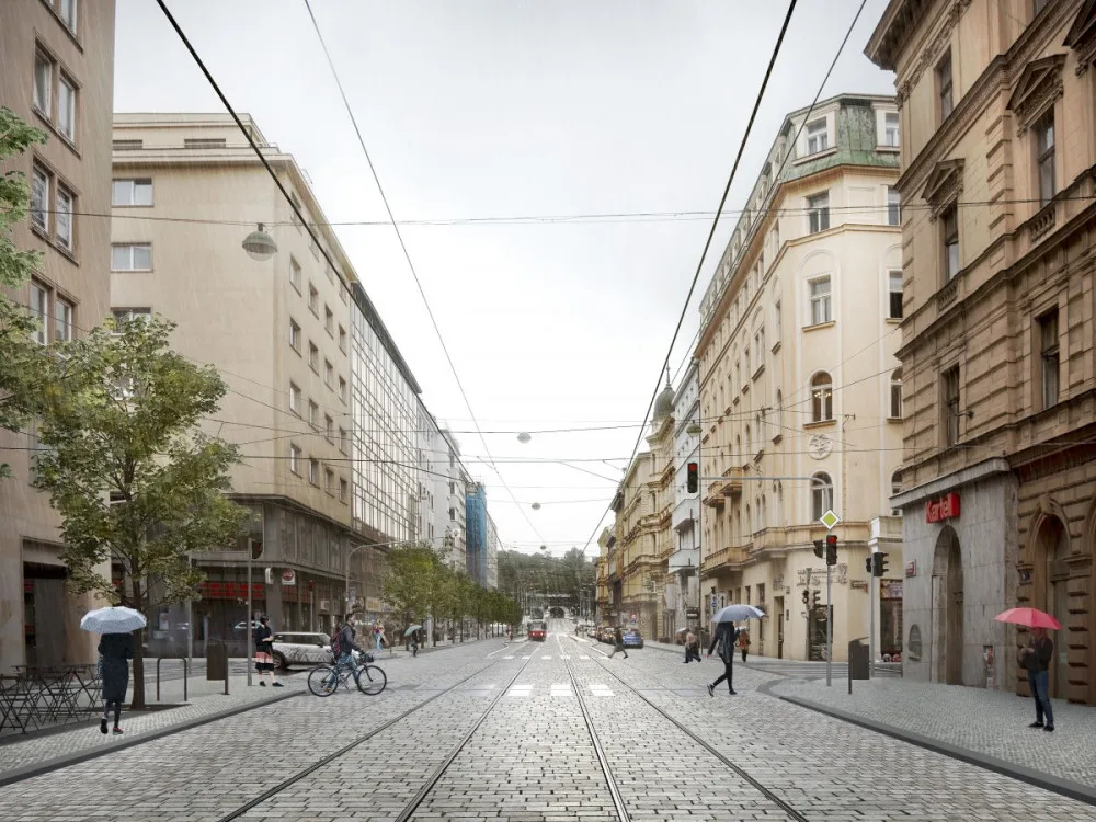 VIZUALIZACE: Ulicí Na Příkopě bude jezdit tramvaj. Zastávku bude mít před Obecním domem