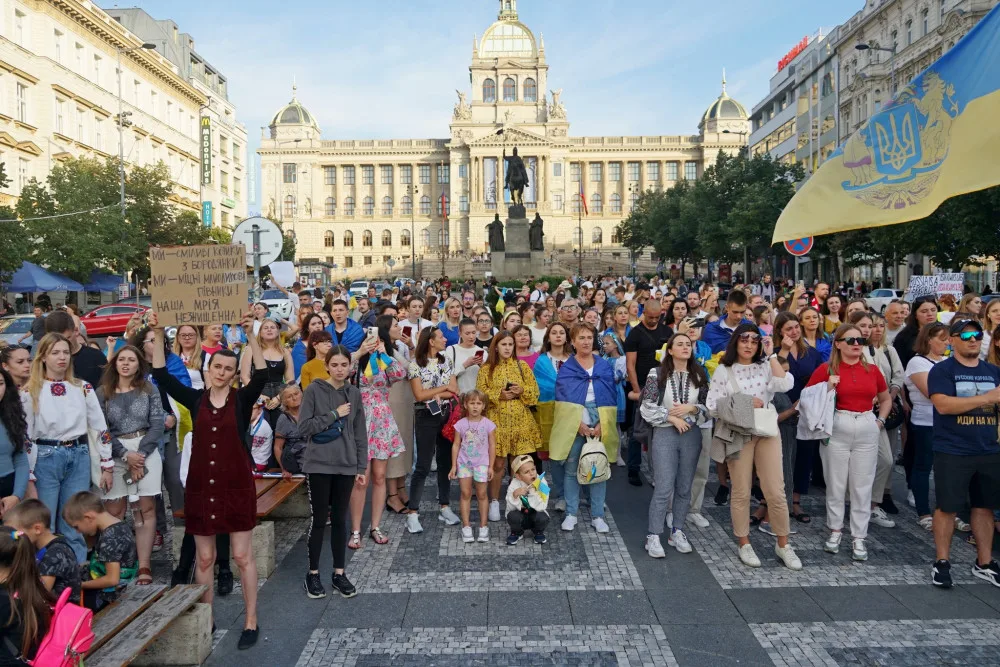 Demonstrace na Václavském náměstí.