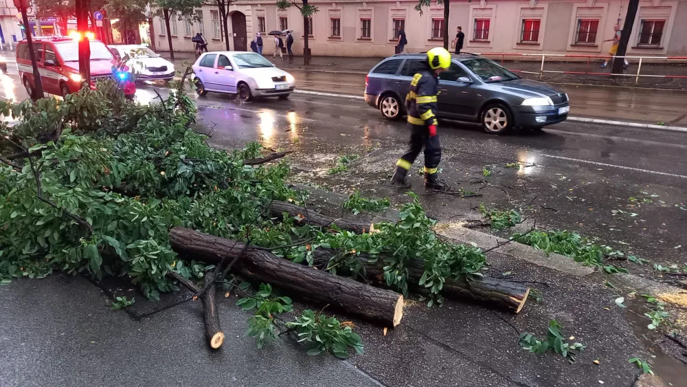 Bouřka v Praze vyvracela stromy, voda zaplavila ulice