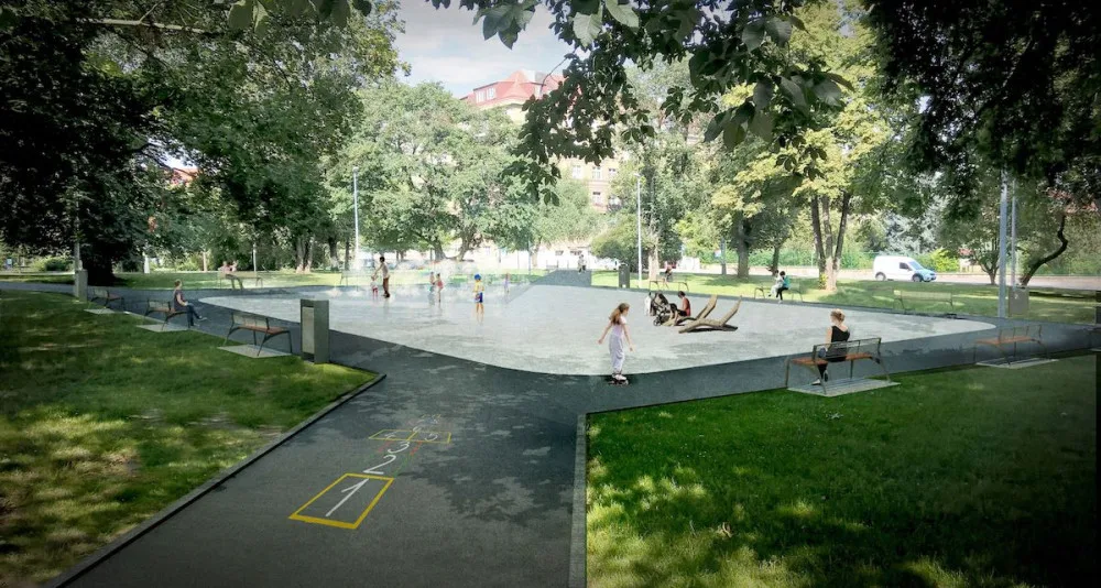 VIZUALIZACE: Praha 6 opravuje park v Bubenči. Přidá lavičky a fontánu, hotovo by mělo být na jaře