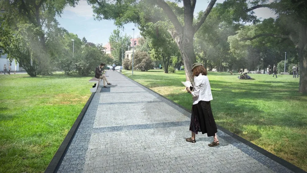 VIZUALIZACE: Praha 6 opravuje park v Bubenči. Přidá lavičky a fontánu, hotovo by mělo být na jaře