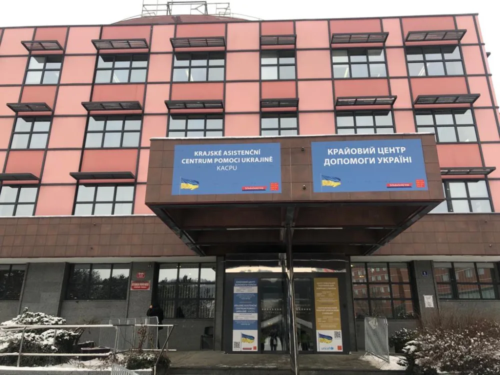 Krajské asistenční centrum pomoci Ukrajině ve Vysočanech.