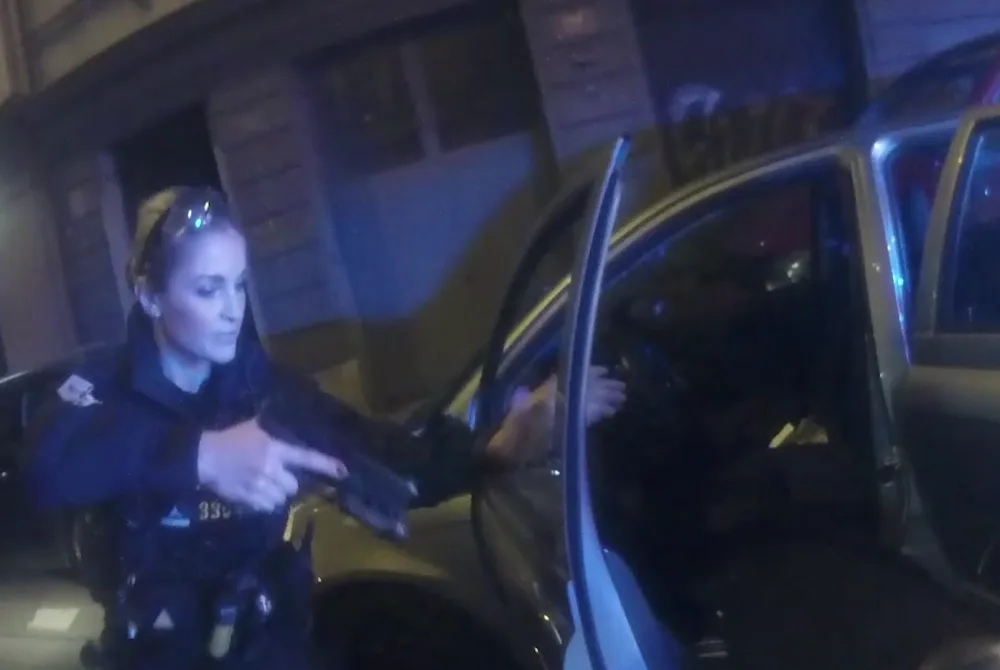 Na řidiče vytáhli policisté zbraně.