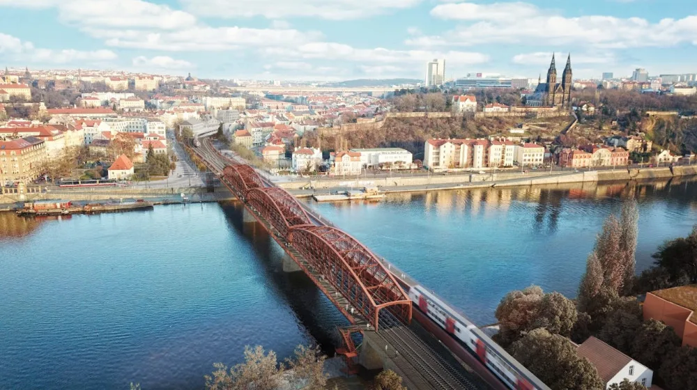 Vizualizace rekonstruovaného mostu a dostavěné koleje