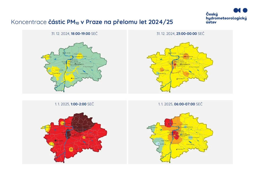 Odpalování pyrotechniky na Silvestra výrazně snížilo kvalitu vzduchu. Praha na tom byla nejhůř z celé republiky