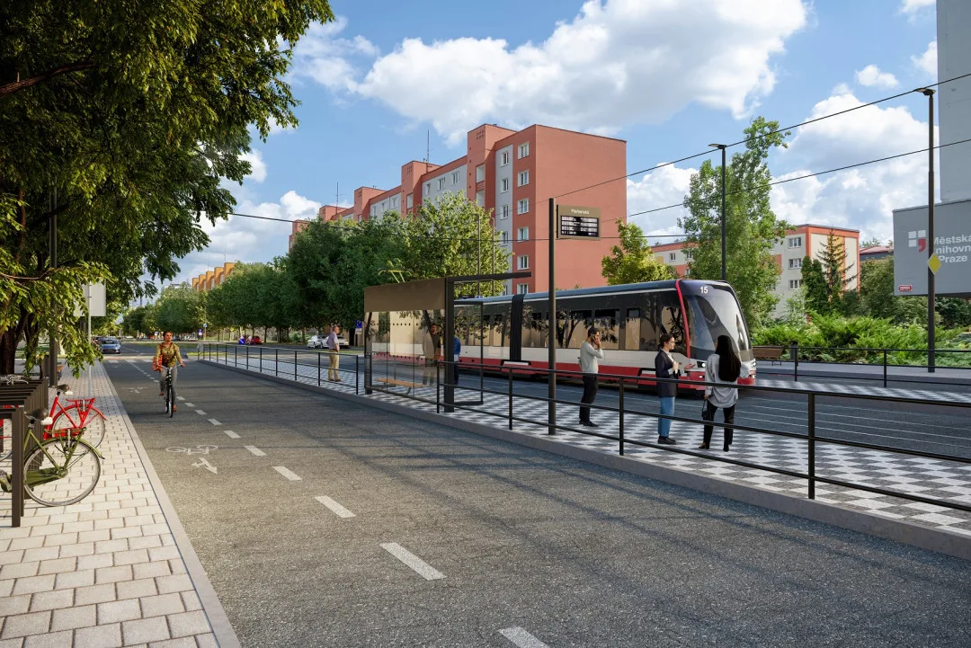 Nová tramvajová trať Počernická, zastávka Plaňanská
