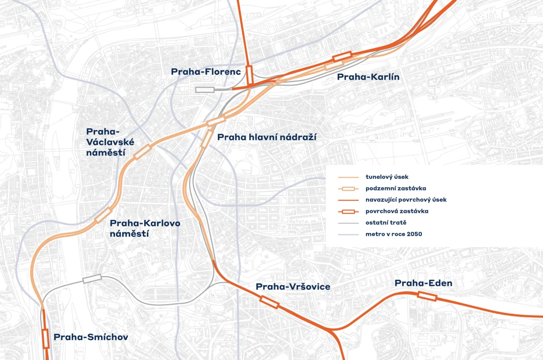 Praha bude mít pět nových podzemních železničních stanic