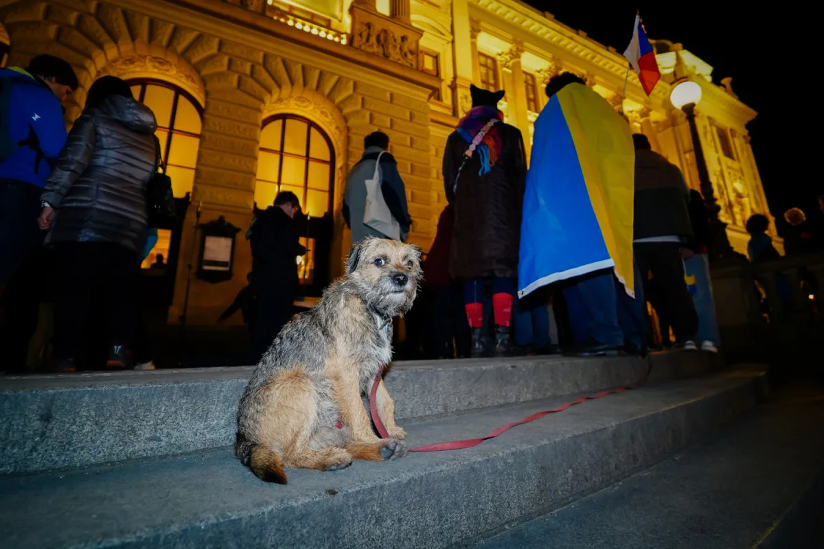 FOTO: Čeho se bojíte? Lidé vyzvali vedení Národního muzea k vrácení ukrajinské vlajky