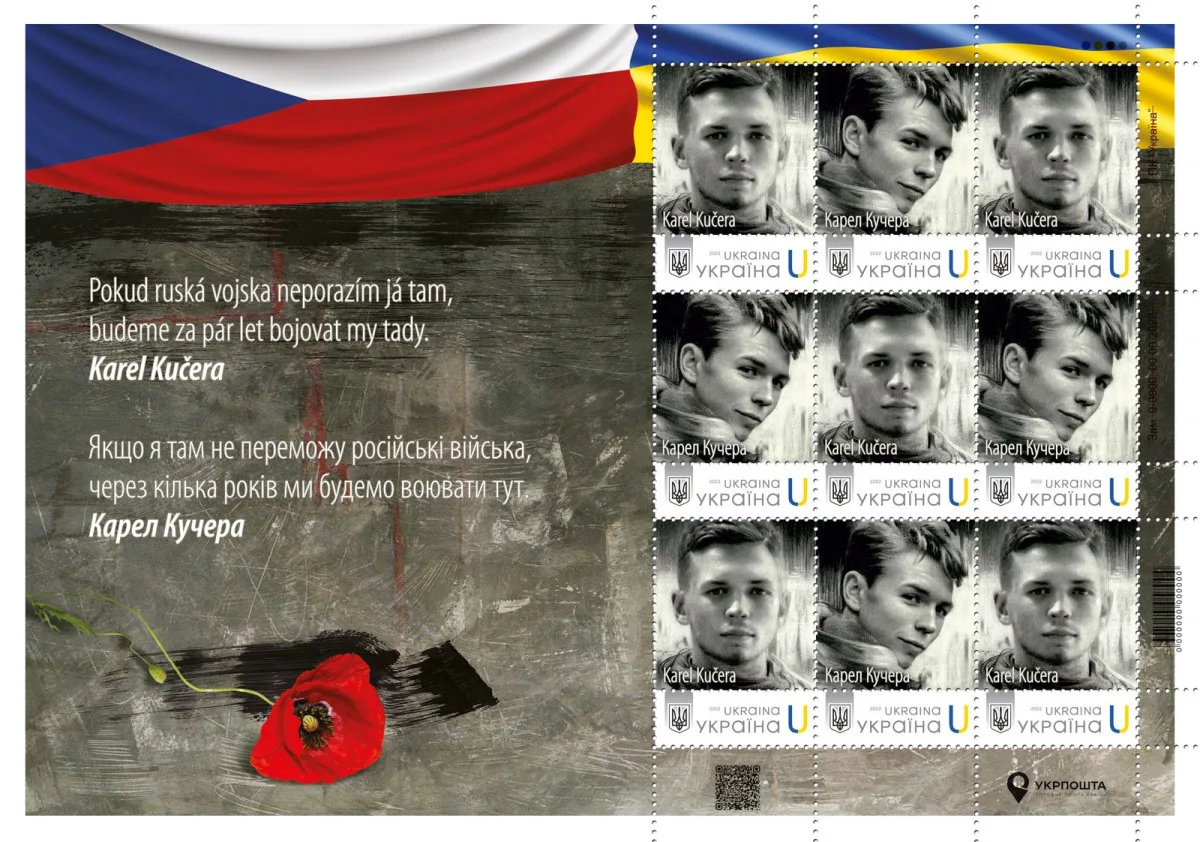 Ukrajina vydala známky s Karlem Kučerou, českým dobrovolníkem, který padl u Bachmutu