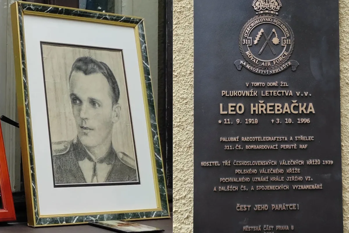 Válečný letec Leo Hřebačka má v Kobylisích pamětní desku. Sloužil u RAF