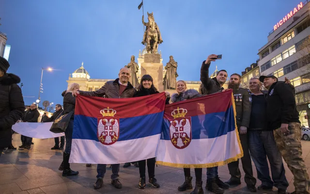 Demonstrace na Václavské náměstí.